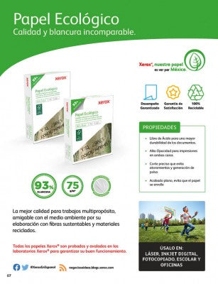 XEROX PAPEL ECOLOGICO CARTA 93% BLANCURA